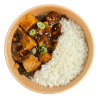 Tofu amb verdures, salsa teriyaki i arròs blanc