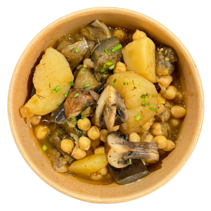 Guiso de garbanzos, berenjenas y patatas