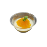 Pannacotta de vainilla amb melmelada de pinya i mango